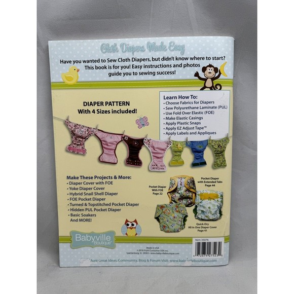 Babyville Boutique Book 35076 DIY Cloth Diapers Made Easy Uncut Sewing Pattern - Picture 2 of 7